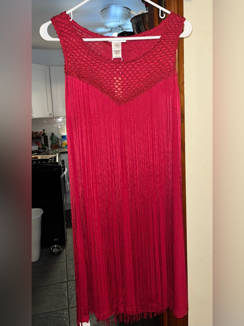 Esley red sexy ass flapper dress with Crochet detailing